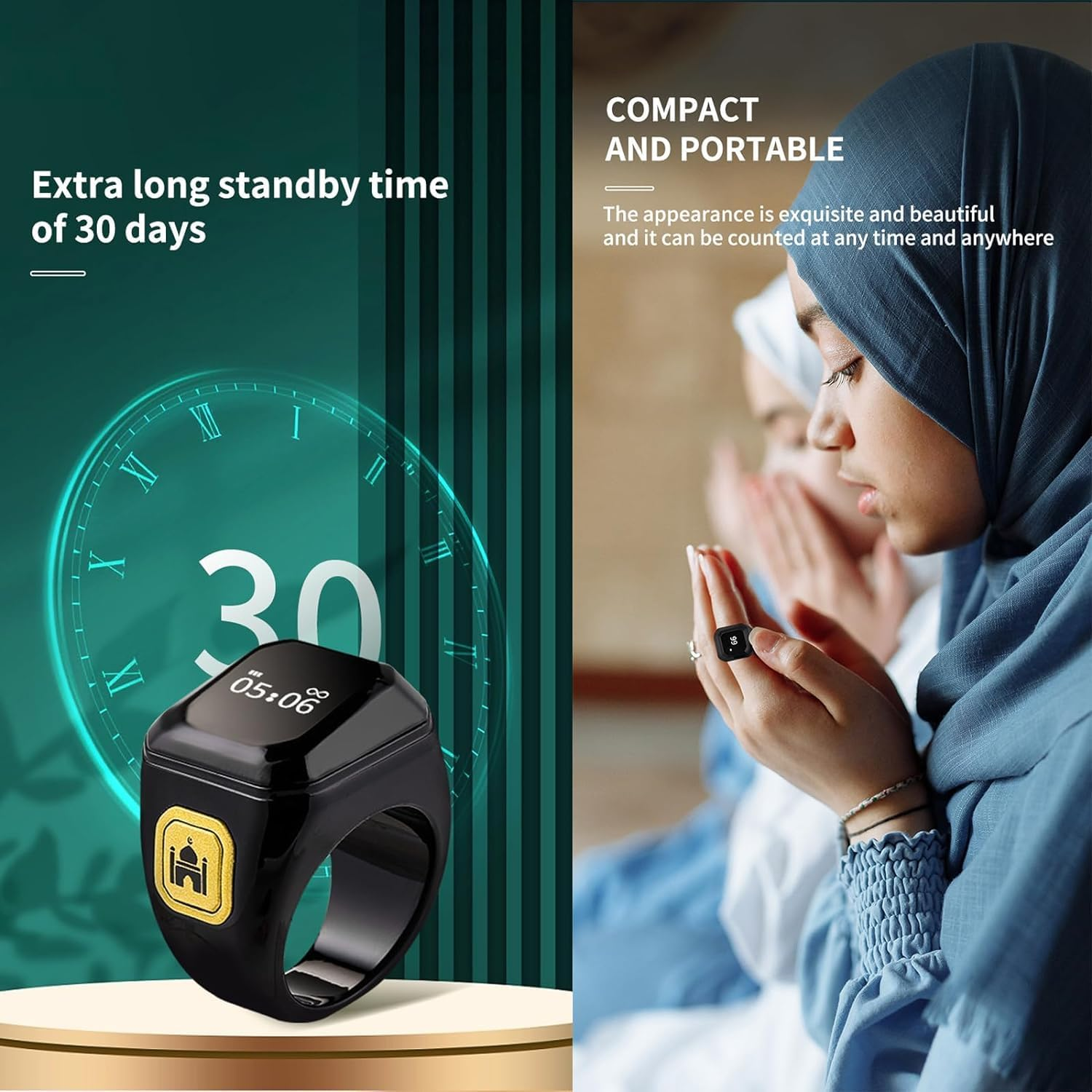 YUENTOEN Finger Tally Counter Clicker, Digital Tally Counter Ring with 0.49In Screen, APP Support, Prayer Reminders, Easy Count, Lightweight and Portable (18Mm) image number 2