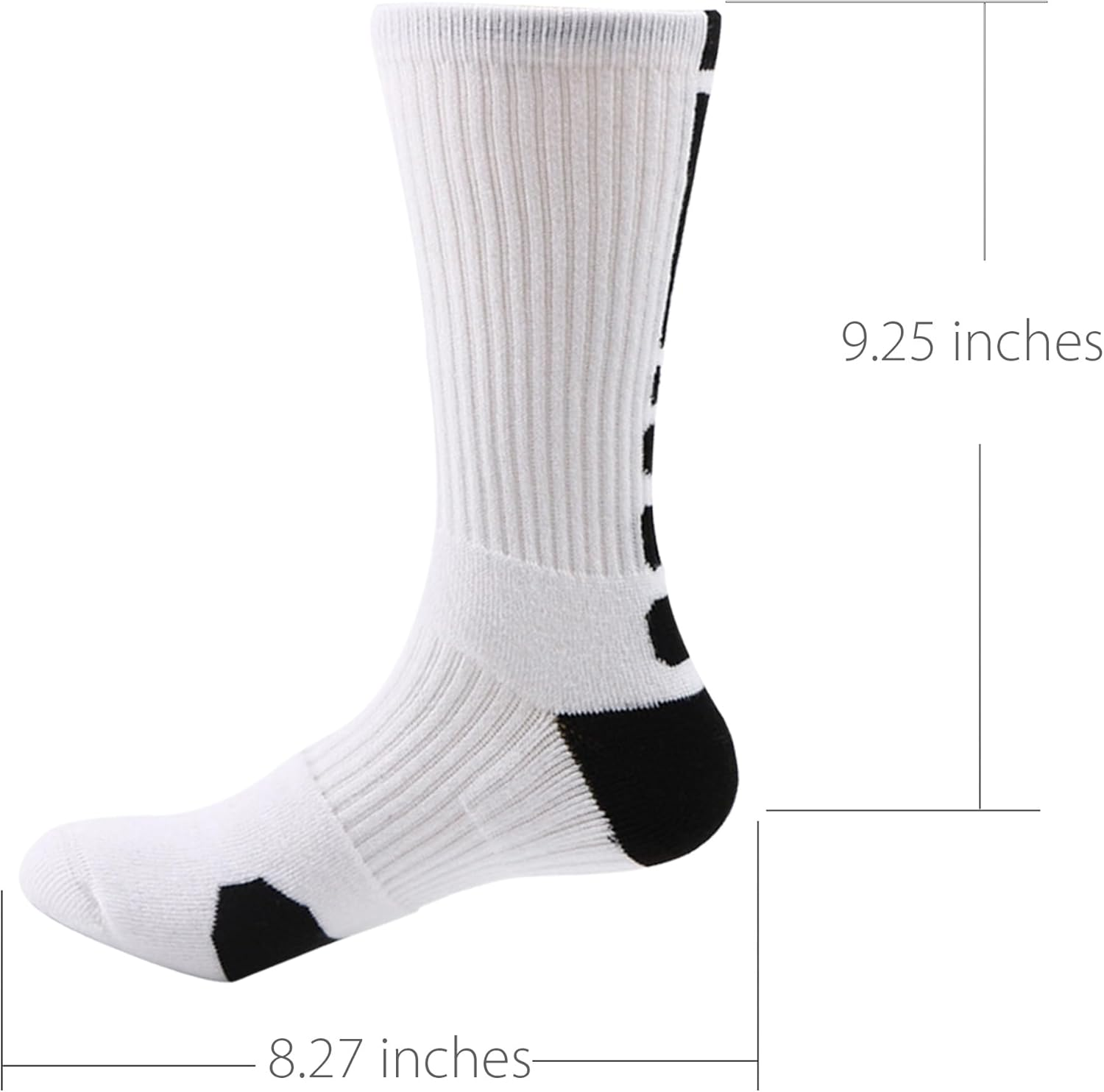 Dress Cici Men'S Mid Calf Athletic Socks, Polycotton Cushion Crew Running Socks (3 Pairs) - Black+White image number 2