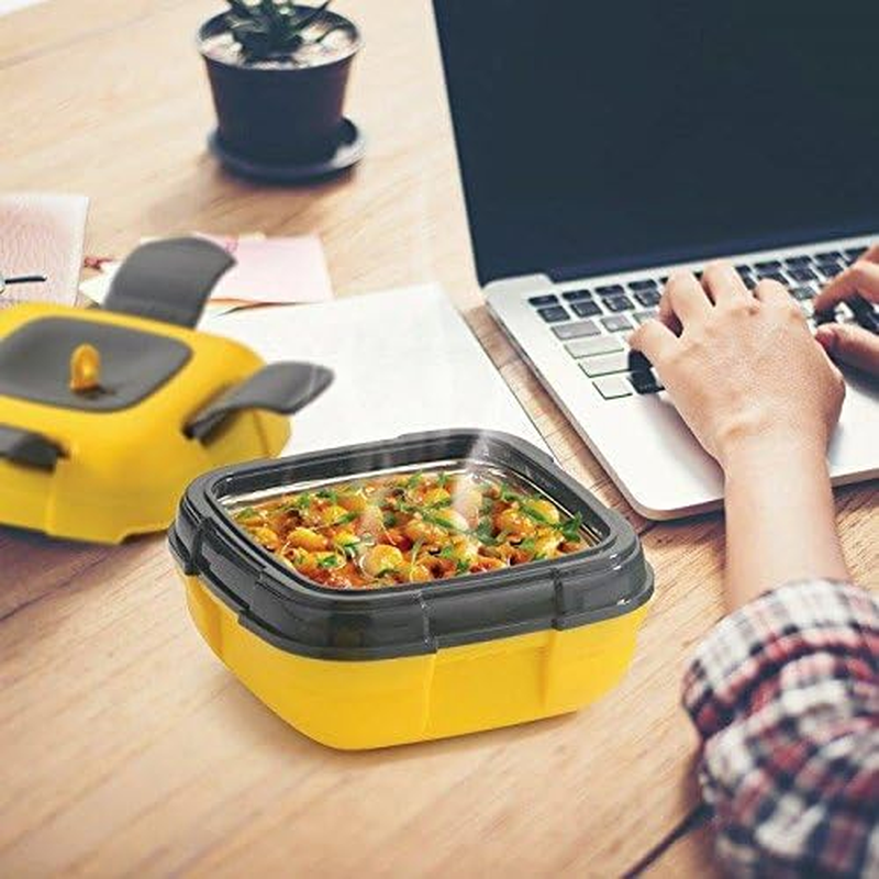 Lunch Box ~ Pinnacle Insulated Leak Proof Lunch Box for Adults and Kids - Thermal Lunch Container with New Heat Release Valve, 16 Oz - Yellow image number 1