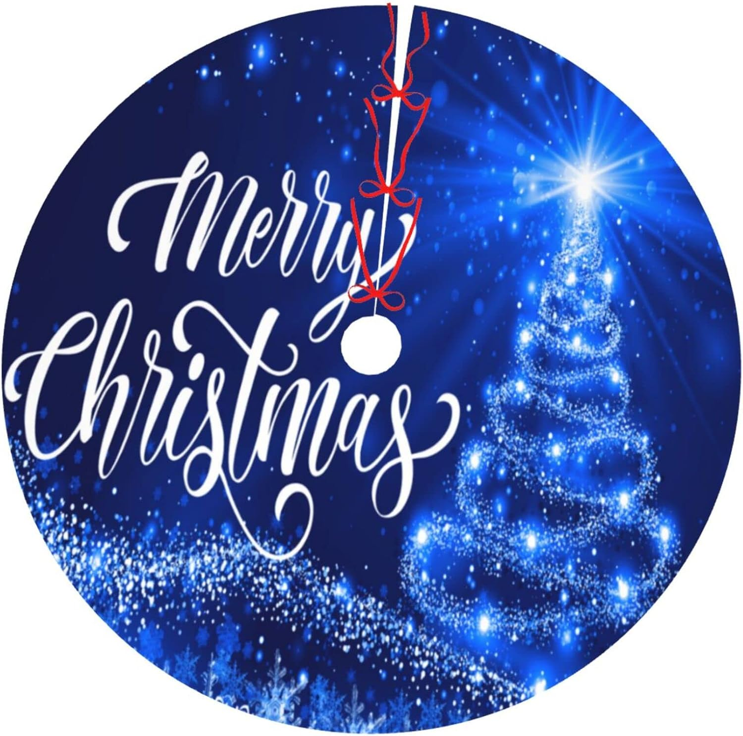 Christmas Tree Skirt Navy Blue Christmas Deer Star Santa 36 Inch for Xmas New Year Nightmare before Christmas Decorations Lobby Home