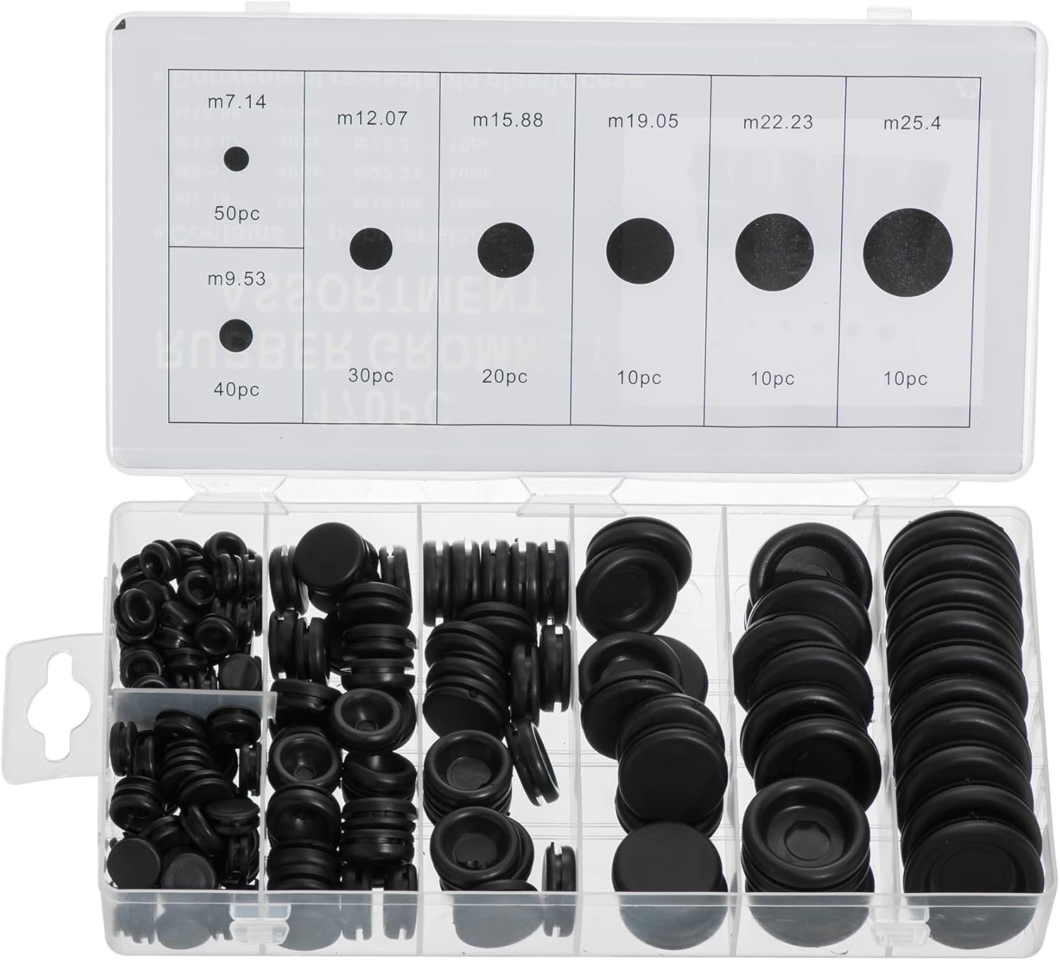 EFGTEK 170 Pieces Closed Rubber Grommet Assortment,7 Sizes for Firewall Solid Closed Hole Plug and Wire Electrical Appliance Plumbing image number 3