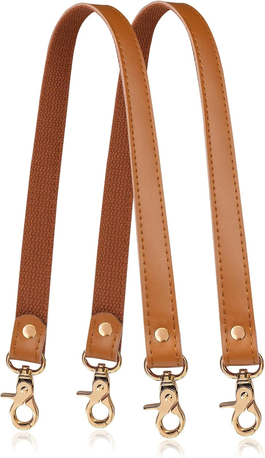 A ALLZEDREAM Genuine Leather Purse Strap Sewing Canvas Replacement Handbag Shoulder Bag 2 Pcs, Black, Medium, Antique