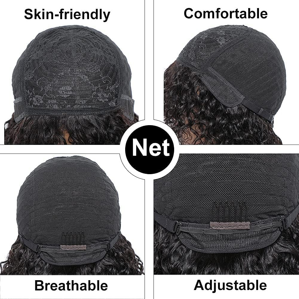 Real Hair Wig, 12 Inches, Short Kinky Curly Human Hair Wigs for Women, Bob Curly Wigs, Curly 180% Density, Human Hair Wig with Fringe Wigs, Brazilian Human Hair image number 4