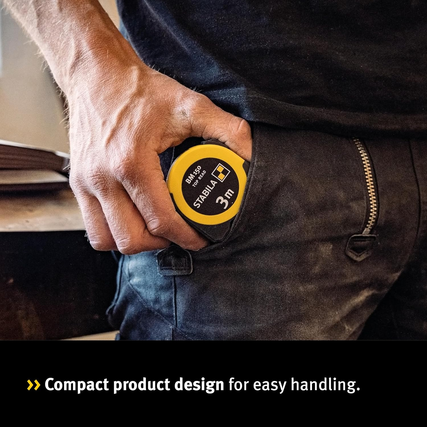 STABILA Pocket Tape Measure BM 150 3M Metric Scale Tape Measure Direct Reading Window Shatterproof ABS Housing Movable Start Hook Belt Clip MID Accuracy image number 1