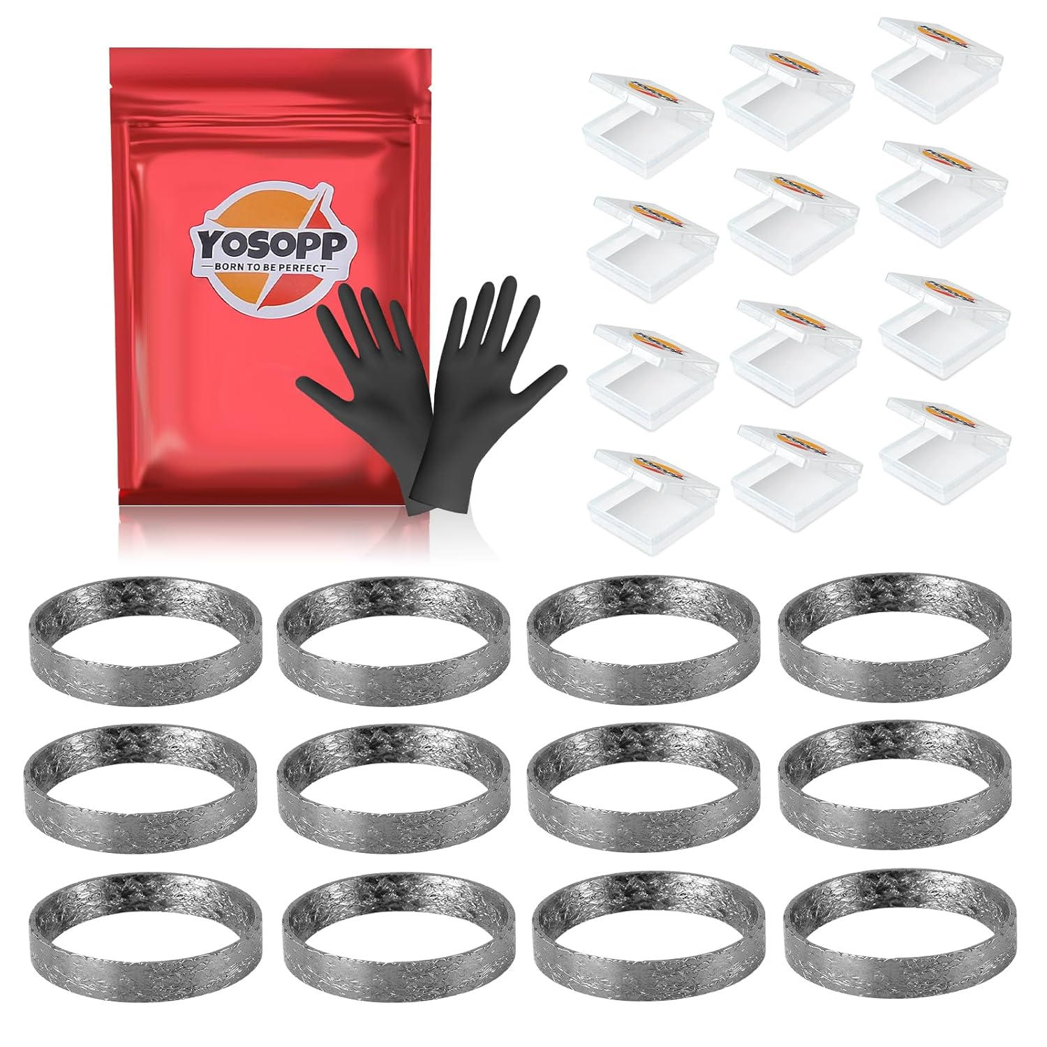 YOSOPP 12Pcs Cone Exhaust Gasket for Harley, Made of Graphite & Steel Mesh - Fits 1984-Later Most Harley Davidson Bikes: Touring, Sportster, Dyna, Softail image number 4