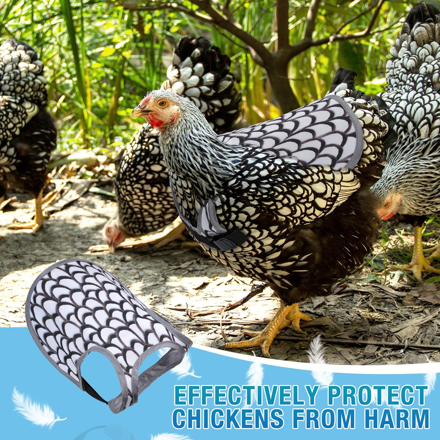 Chicken Saddles, Back Protector Apron with Adjustable Strap, Chicken Mating Saddle (Black, White, Grey, Yellow) image number 1