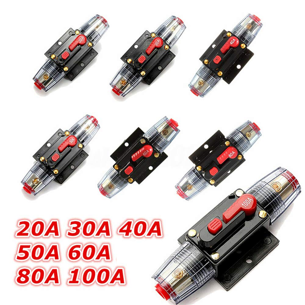 12V Circuit Breaker, Fuse Holder, Inline Fuse Block for Car Audio Solar Inverter System Protection,20A/30A/40A/50A/60A/80A/100A image number 6
