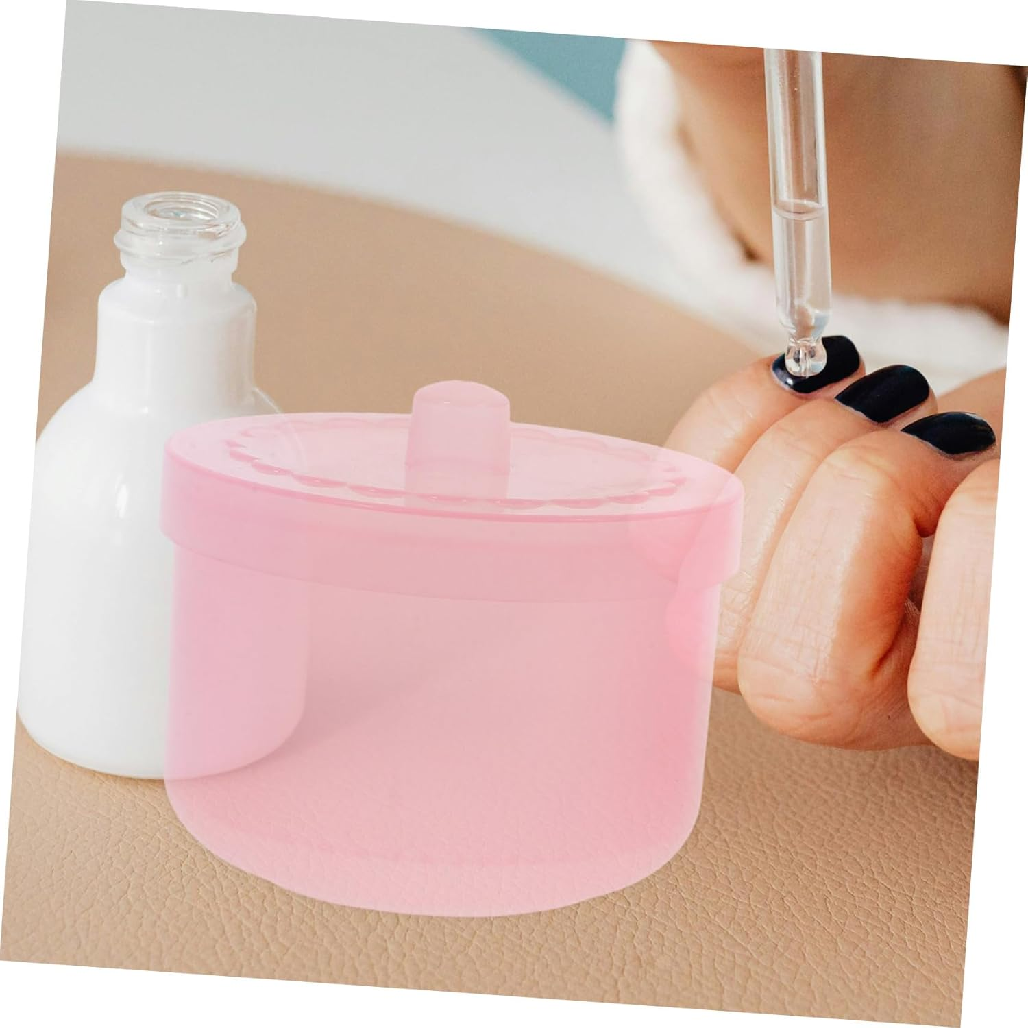 Garneck 2Pcs Nail Tool Sterilizer Box with Dual Filter Manicure Cleaner Case for Nail Drill Bits Tweezers and Clippers Soaking Tray for Salon and Home Use Pink image number 6