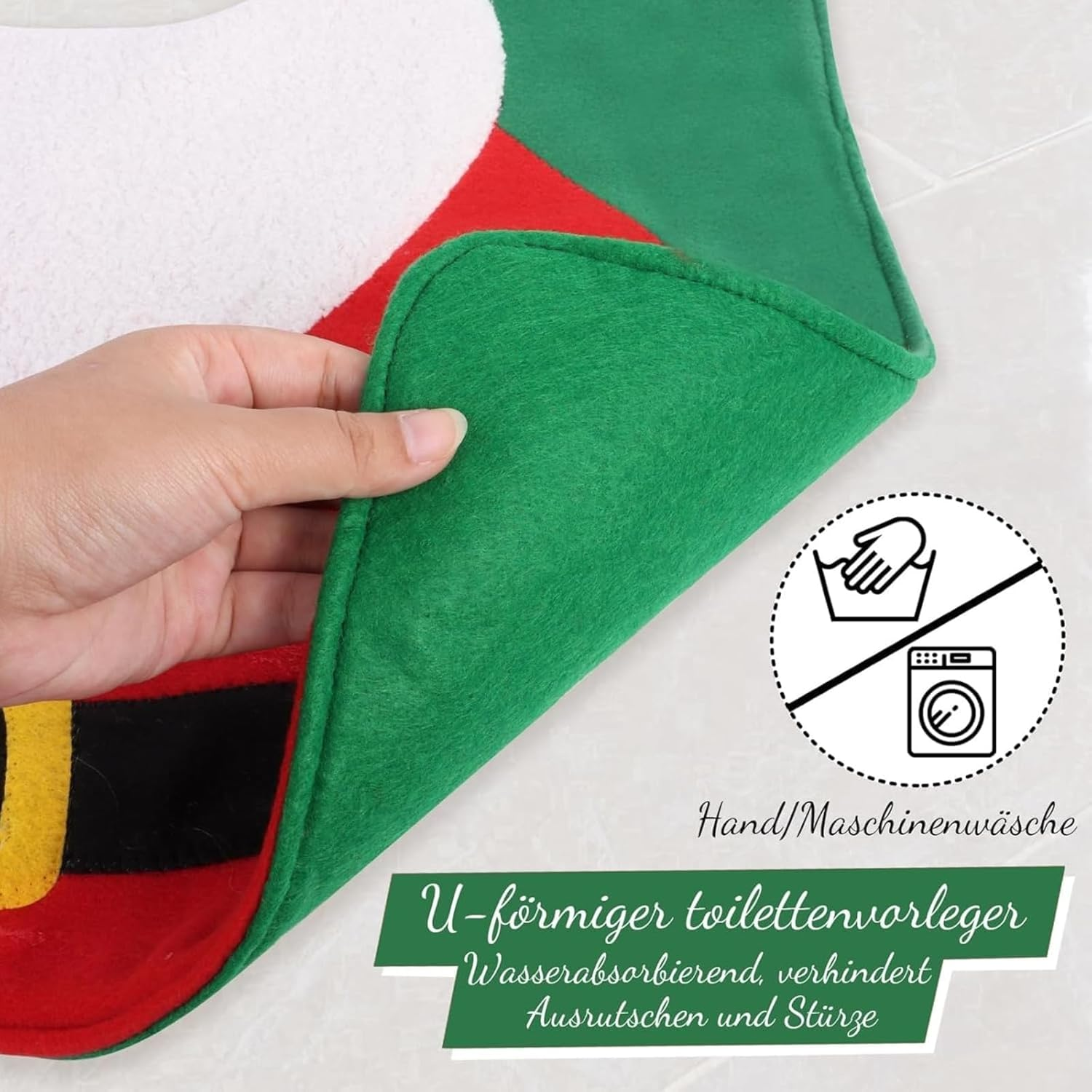 Christmas Toilet Seat Cover Set, Santa Bathroom Decor with Soft Toilet Cover & Non-Slip Mat, Festive Holiday Bathroom Decoration for Xmas image number 1