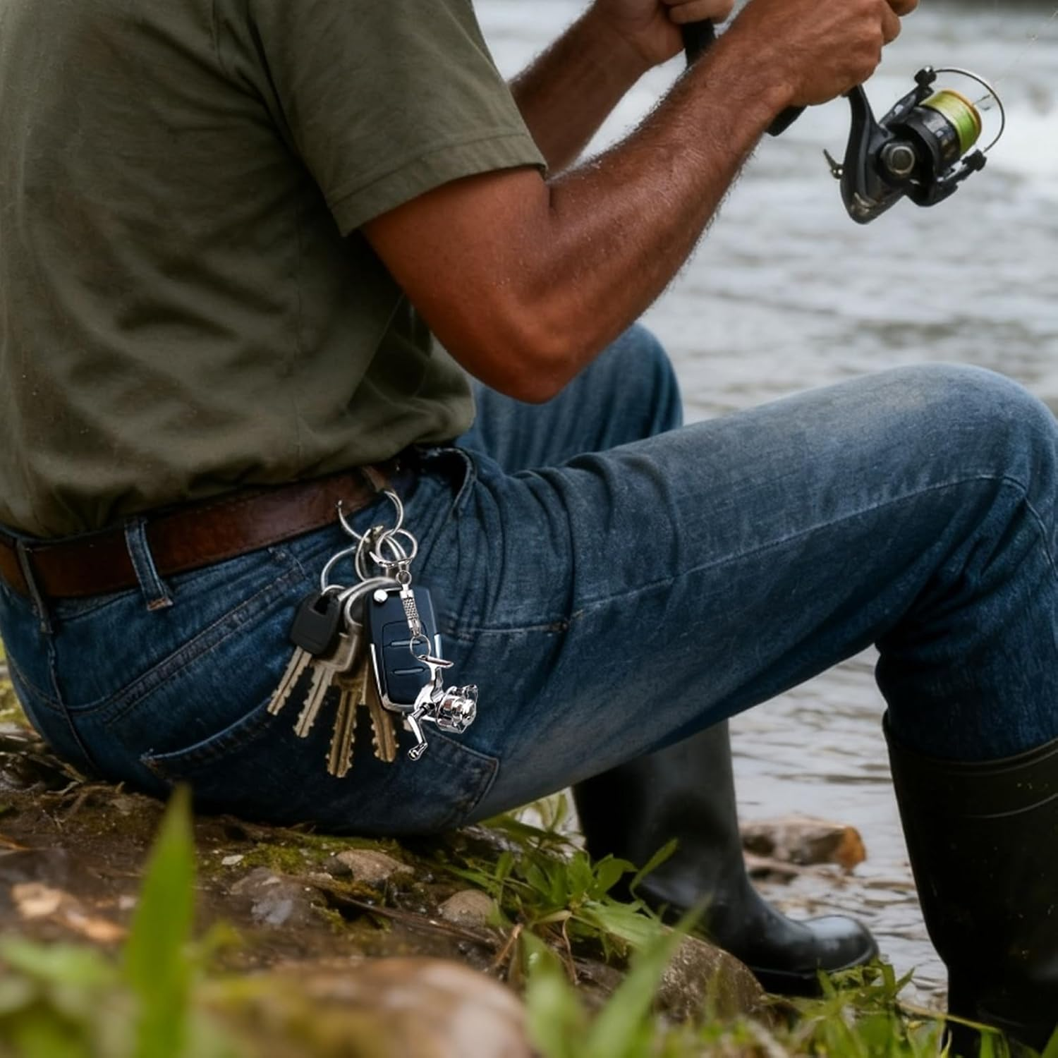 Misaakoeq Keychain Rings | Metal Fishing Reel Pendant - Fishing Tackle Fidget Keychains,For Handbag Wallet Luggage Purse Phone Truck Travel Party Office School Car Home Angler Men Women Kids - A image number 5