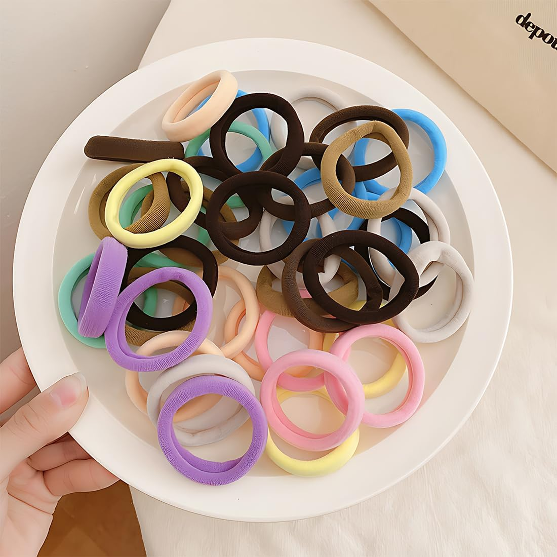 AEIOPRS Pack of 100 Women'S Hair Bobbles Thick Hair Braid Elastic Hair Bands Ponytail Hair Band Ponytail for Girls Men Women image number 2