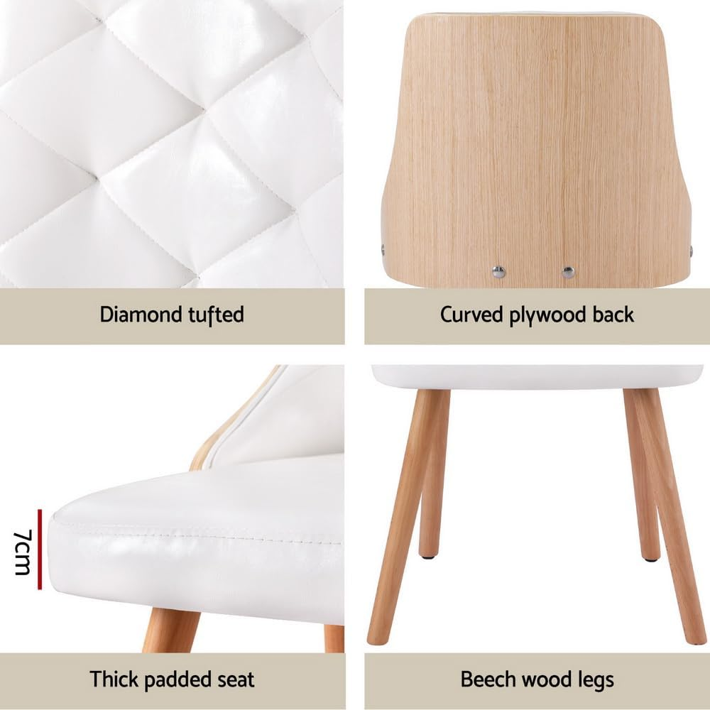 Artiss 2X Dining Chairs Cafe Kitchen Lounge Chair Wooden PU Leather Upholstered image number 6