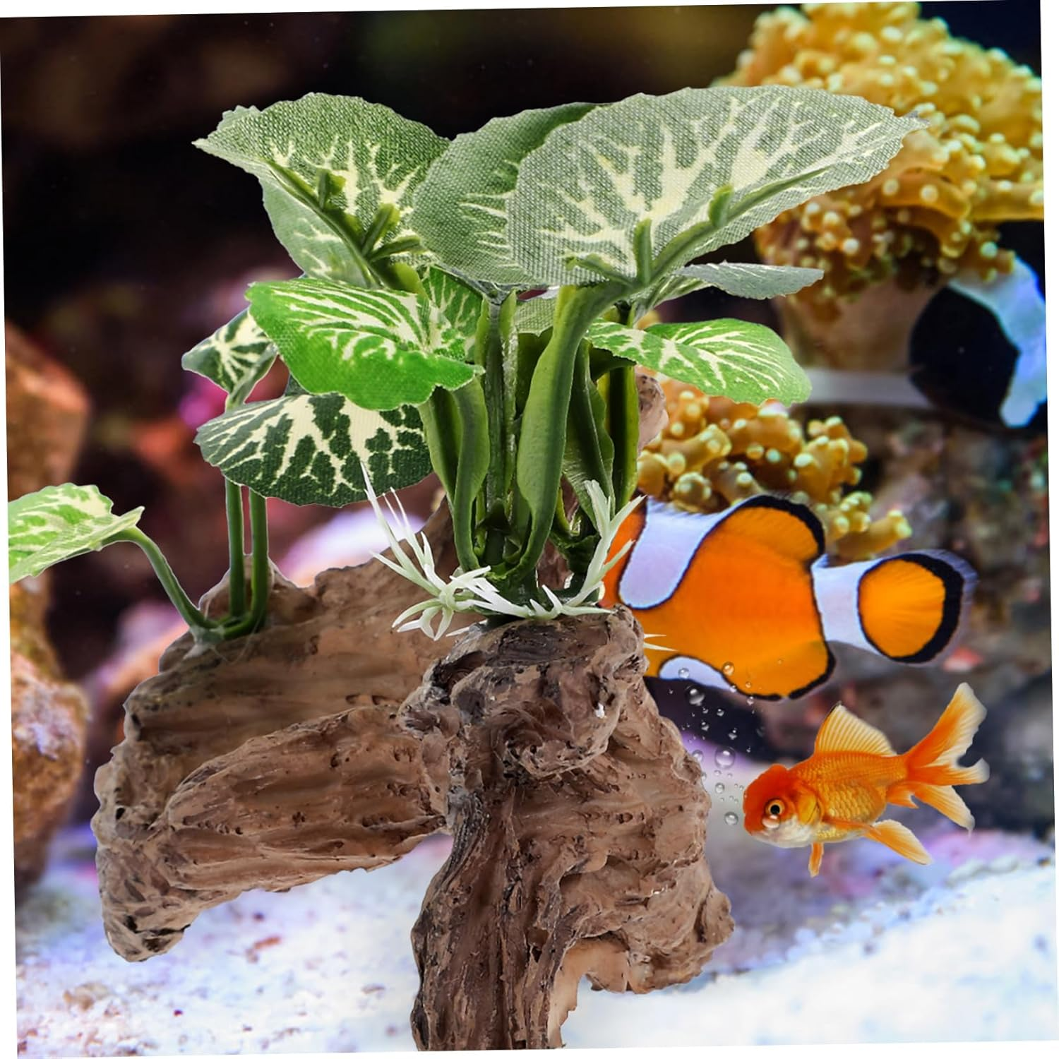 SEWOART Artificial Aquarium Trunk Plant Ornament Fish Tank Hideout Cave Decorative Fake Tree Stump for Aquatic Landscape and Fish Shelter image number 6