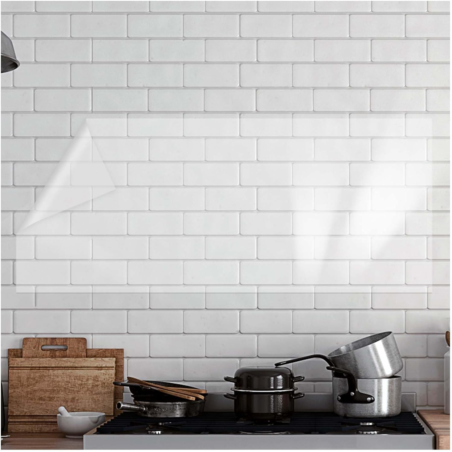 4Pcs Clear Contact Paper Roll, Clear Vinyl Adhesive Countertop Covering, Clear Contact Paper Peel and Stick Backsplash for Kitchen 42X100Cm, Clear Wall Protector Film, Oil Proof Wall Kitchen Stickers image number 5