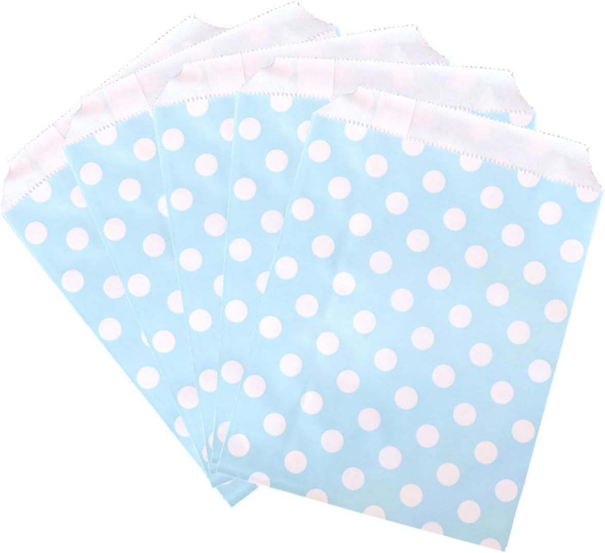 AIMALL 100Pcs Colorful Dot Paper Bags, 5.1 X 7In Party, Wedding, Dessert Packaging Bags, Food, Cookie, Small Gift Bags in Red, Rose Red, Yellow & Light Blue