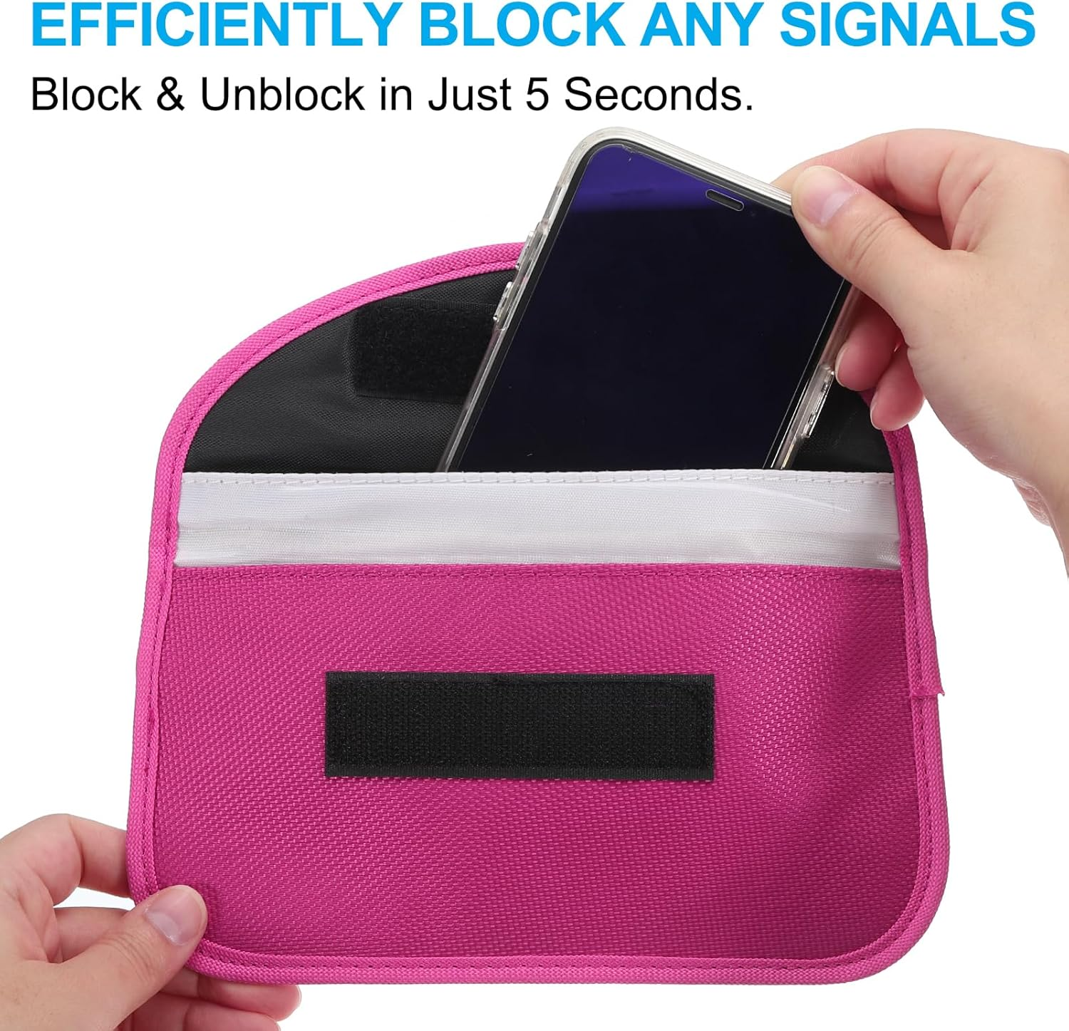 Faraday Bags, 2 Pack 6.5 Inch Signal Blocking Key Pouch Anti-Theft Car Protection Cell Phone RFID GPS Shielding Wallet for Privacy Card Protection, Pink image number 2