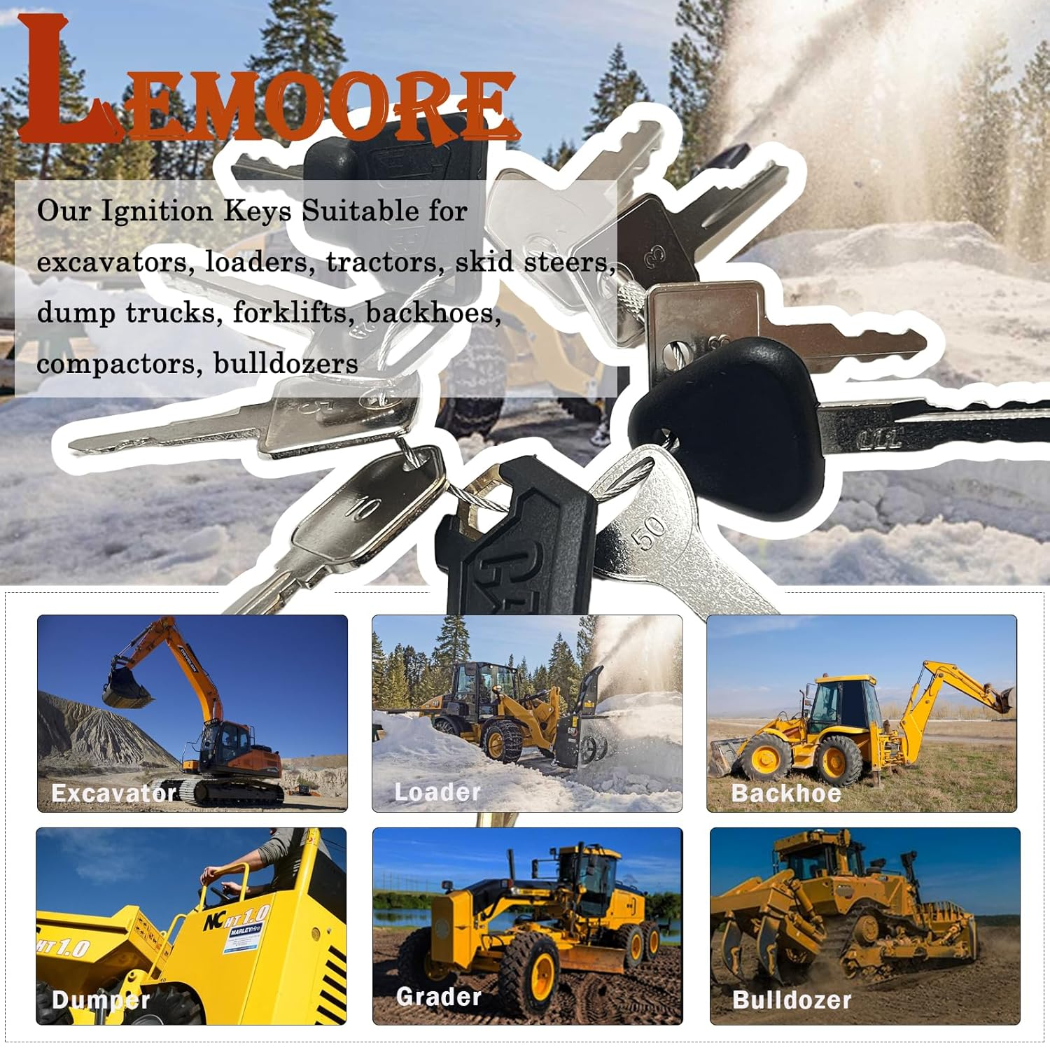 10PCS Ignition Starter Plant Digger Key Set, Universal Plant Dumper Machine Replacement Ignition Switches Keys for Machinery Plants, Agricultural, Excavator,Trucks, Graders, Dozers, Backhoes. image number 3