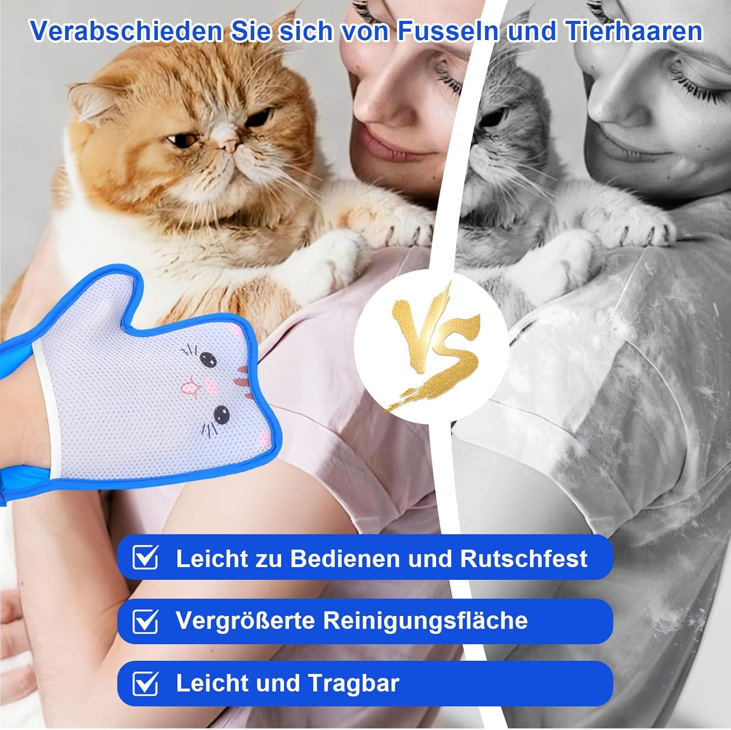 Pet Hair Remover Glove, Static Pet Hair Remover Glove, Reusable Cat Hair Remover, Breathable Dog Hair Removal for Removing Dogs and Cats Fur from Sofa, Carpet, Clothing, Pack of 2 image number 5