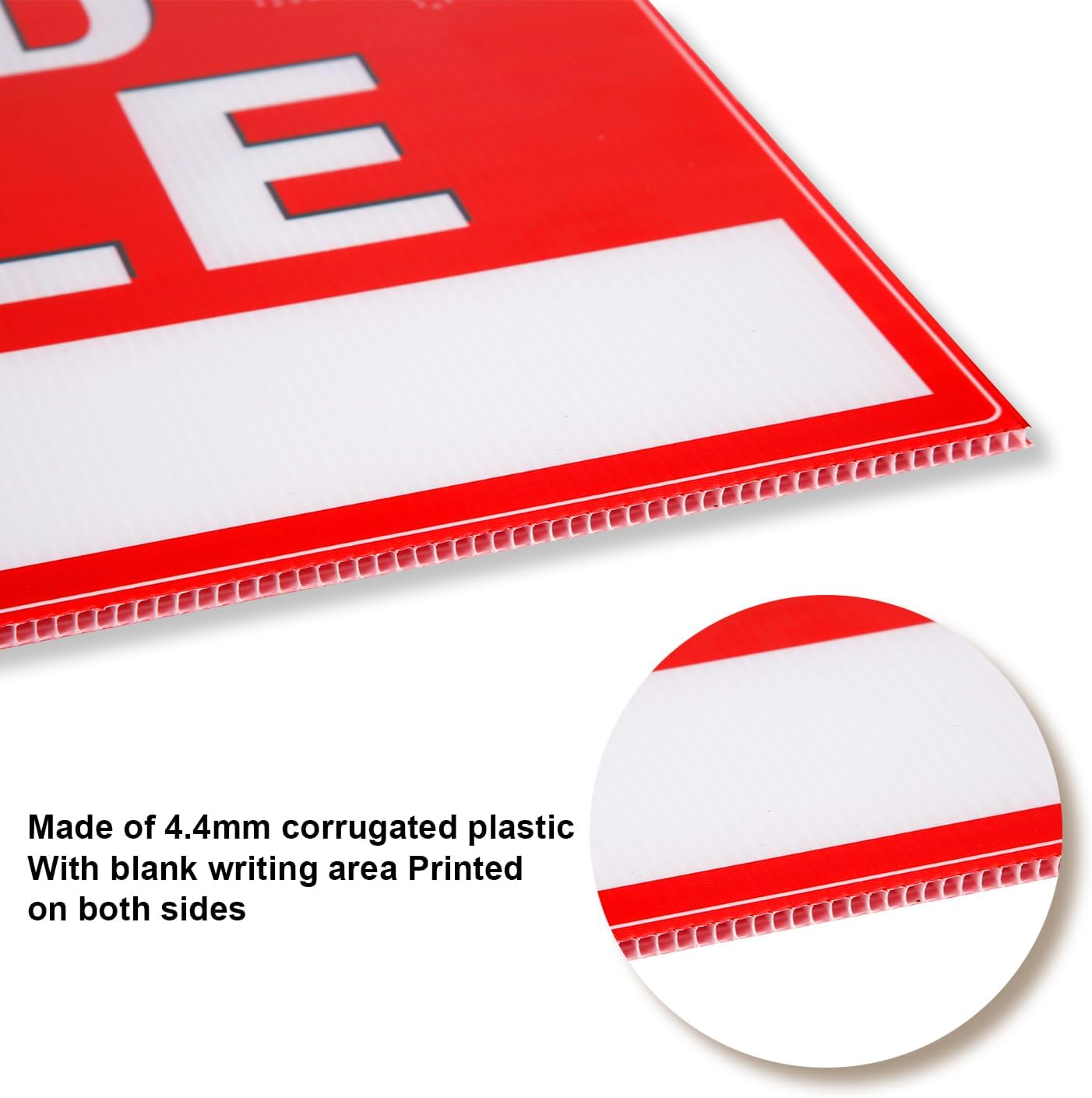 3Pcs Yard Sale Signs, 12 X 16 Inch High Visibility Large Yard for Sale Sign Estate Sale Signs with Stakes Stickers Double Sided Corrugated Plastic Garage Sale Sign for Business Personal Use image number 3