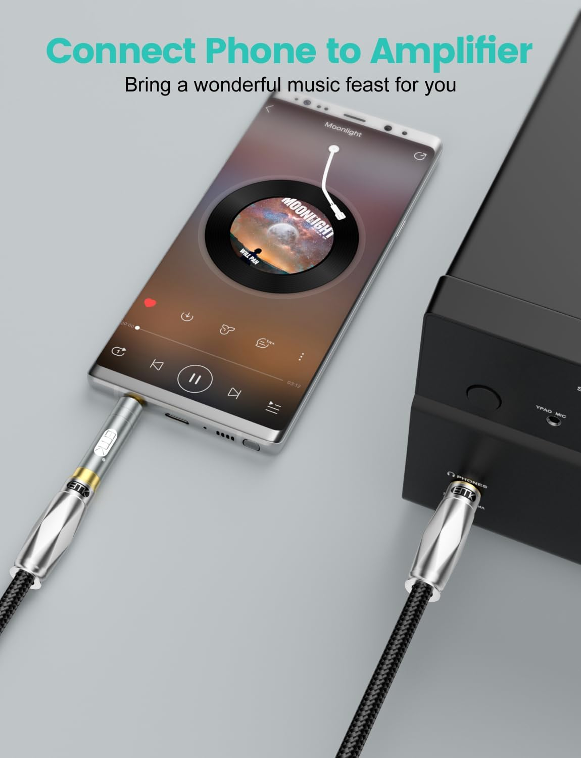 EMK 1/4'' to 3.5 Mm Stereo Pure Copper Headphone Adapter, 3.5 Mm(1/8'') Plug Male to 6.35 Mm (1/4'') Jack Female Stereo Adapter for Headphone, Amp Adapter, Black 2-Pack