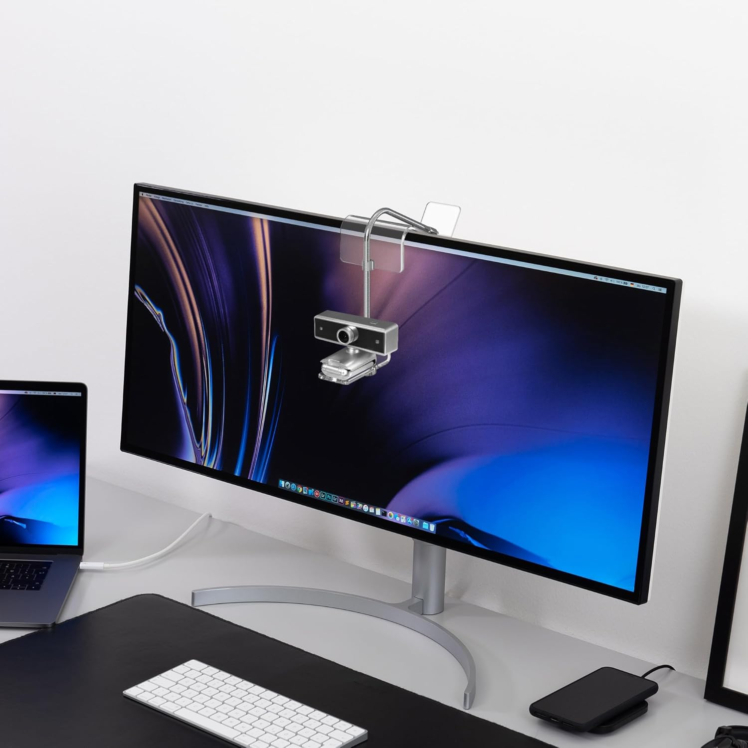 Geekria Acrylic Center Screen/Mid Webcam Stand, Place Webcam Anywhere on Monitor, Laptop Screen, Compatible with Logitech MX Brio, C920X, C922, C930 Webcams (Transparent) image number 2