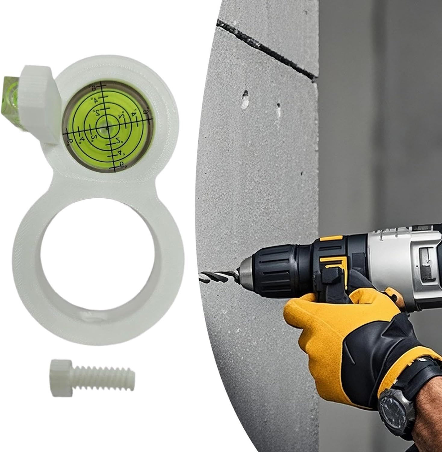 Drill Level Tool,Electric Drill Assistant Leveler,Precision Circular Spirit Level - for Wall Decoration Photo Frame Pipeline Laying Home Repair House Improvement Construction image number 4