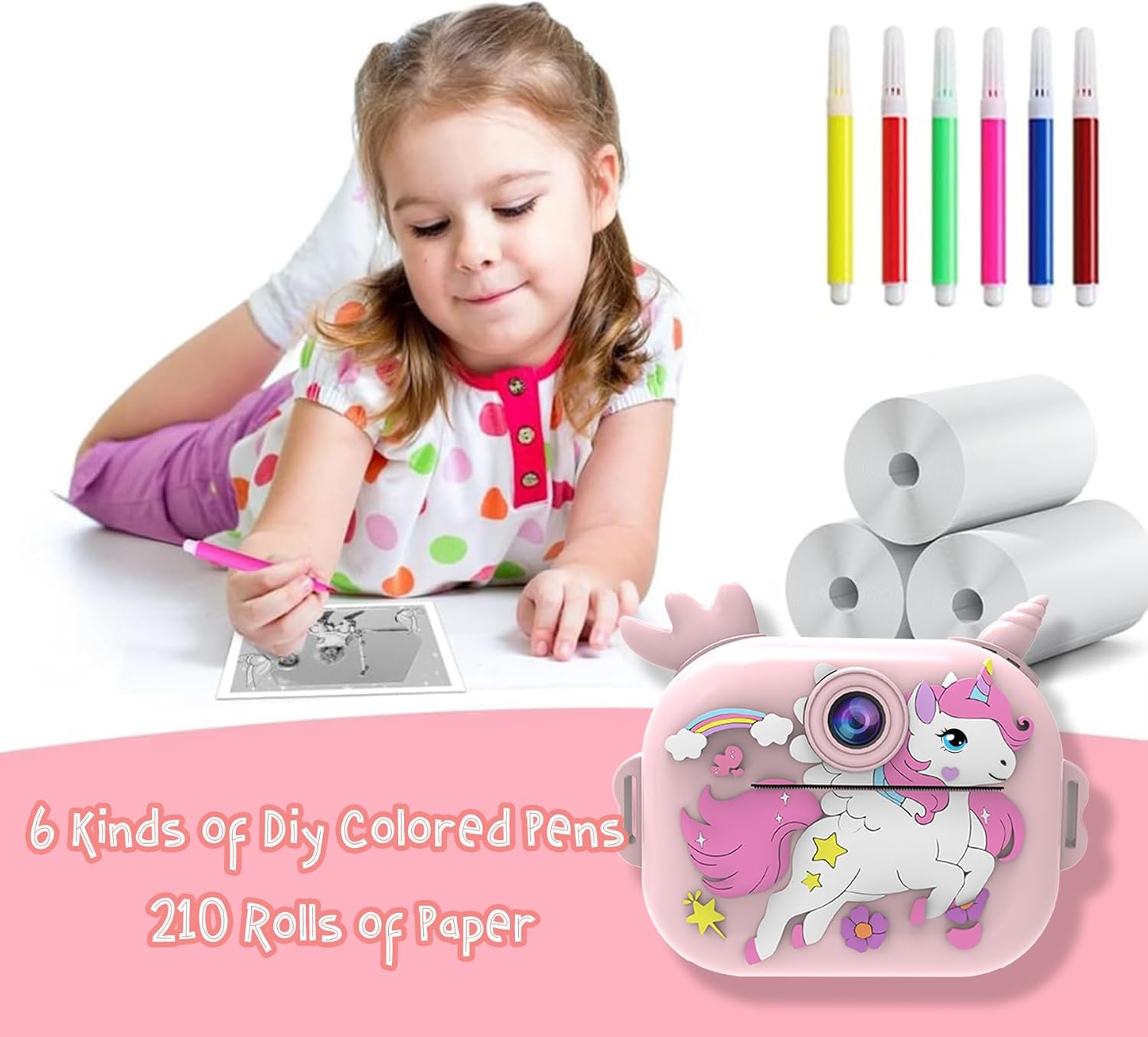 Kids Camera Instant Print,Iggdoqi Kids Digital Camera with 3 Rolls Print Paper,2.4 Inch 1080P Screen Toddler Digital Camera with 32GB TF Card for 3-12 Girls Boys Christmas Birthday Party Gift(Green) image number 4