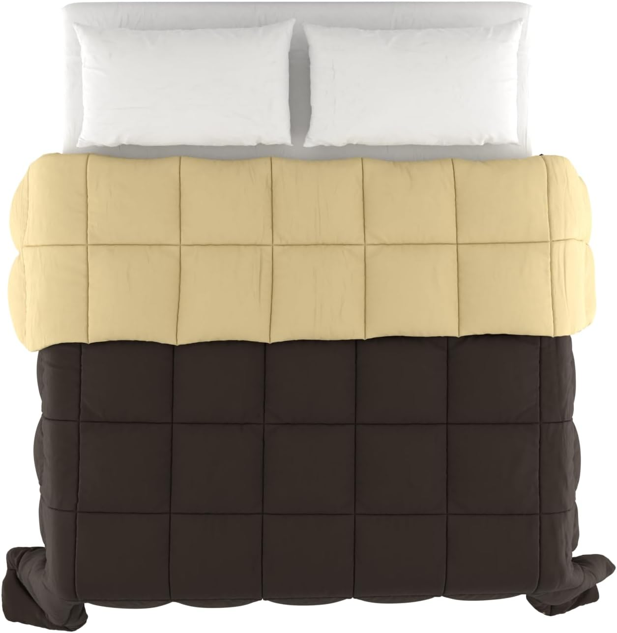 Italian Bed Linen Winter Quilt Elegant,260 X 260 Cm,Brown/Cream image number 2