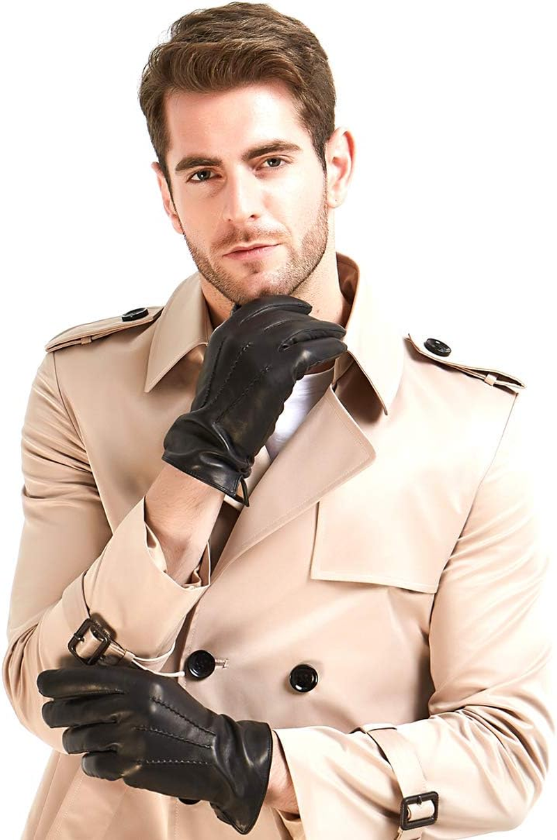 Harssidanzar Men'S Italian Sheepskin Leather Gloves image number 4