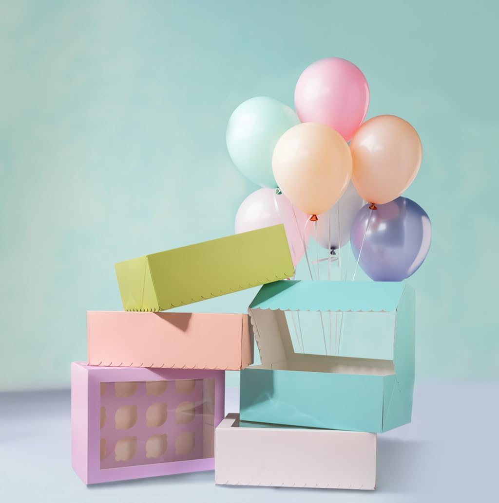 Papyrus Scalloped Tall Cupcake Box with 12 Hole, White image number 4