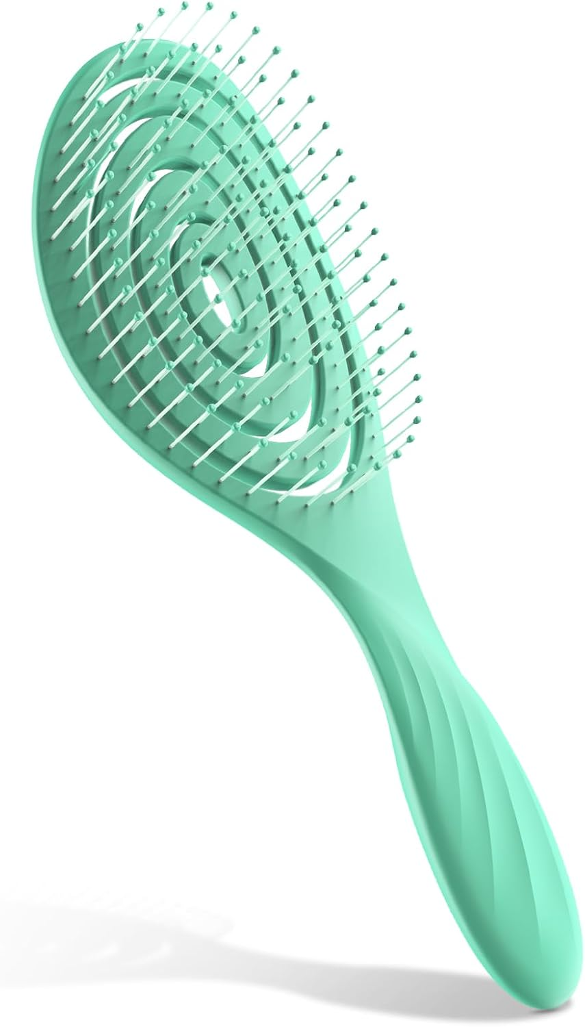 SHINLEA Hair Brush without Pulling, Scalp Massage Brush, Detangler Brush for Women, Men & Children, Detangling Brush Also for Curls and Long Hair (Green) image number 2