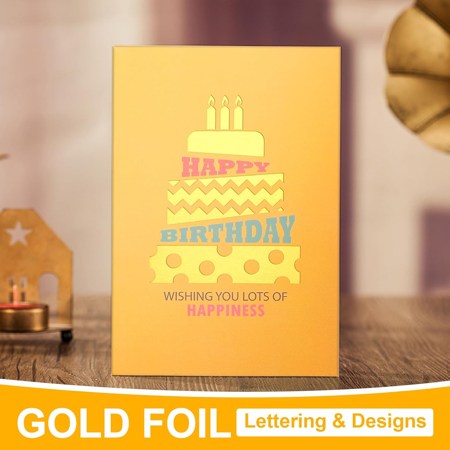 YANGDYDE BALLET 24 Pack Unique Gold Foil Birthday Cards with Stickers & Envelopes -4X6 Inches Blank Happy Birthday Cards Assortment in Bulk for Family/Kids/Friends/Work & Office Celebrations image number 1