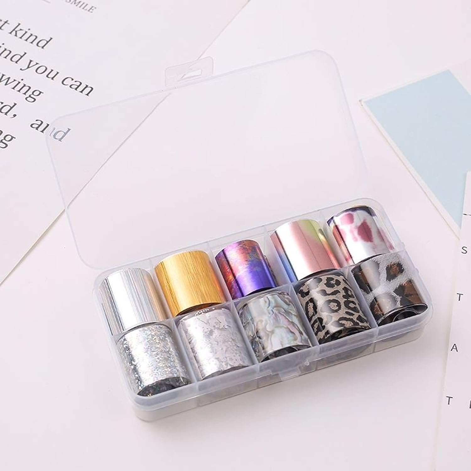 Warm Girl 2Pcs 8ML Nail Art Foil Glue Gel, 20Pcs Starry Sky Foil Stickers Set Nail Transfer Tips Manicure Art DIY UV LED Lamp Required#03 image number 5
