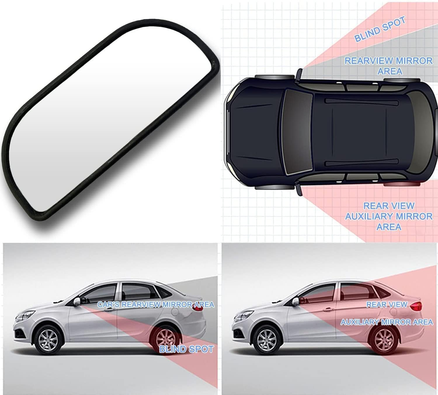 KEWAYO 2Pcs Blind Spot Mirror, HD Glass ABS Housing Convex Wide Angle Rearview Blindspot Car Mirror for Car SUV and Truck image number 1