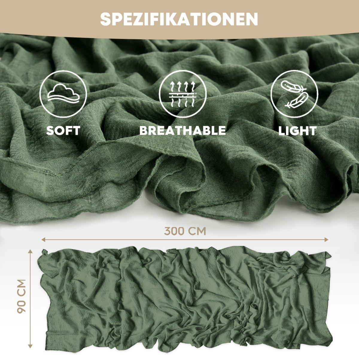 Artoid Mode Verde Foresta Fashion Boho Gauze Cheesecloth Dusty Table Runner, 90 X 300 Cm Seasonal Holiday Kitchen Dining Table Decoration for Indoor Outdoor Home Party Decor - Black image number 4