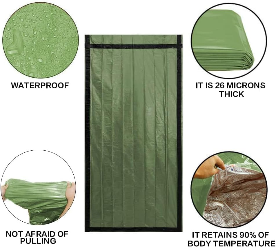 Survival Sleeping Bag, 2Pack Emergency Sleeping Bag Bivvy Bag, Reusable Portable Emergency Rescue Blanket Lightweight Waterproof Thermal Bivy Sack with 2 Whistle for Outdoor Camping image number 5