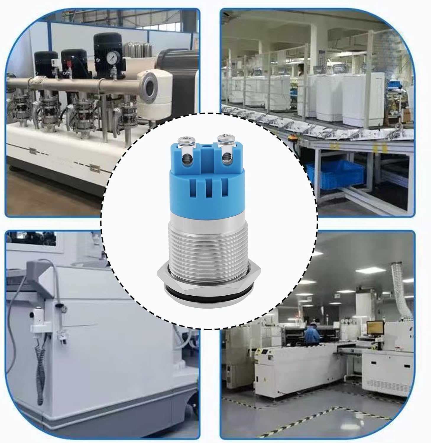 Ecsing 2X 12V 19Mm Waterproof Flash Buzzer LED Flash Alarm Intermittent Indicator Light for Electrical Control Panel image number 6