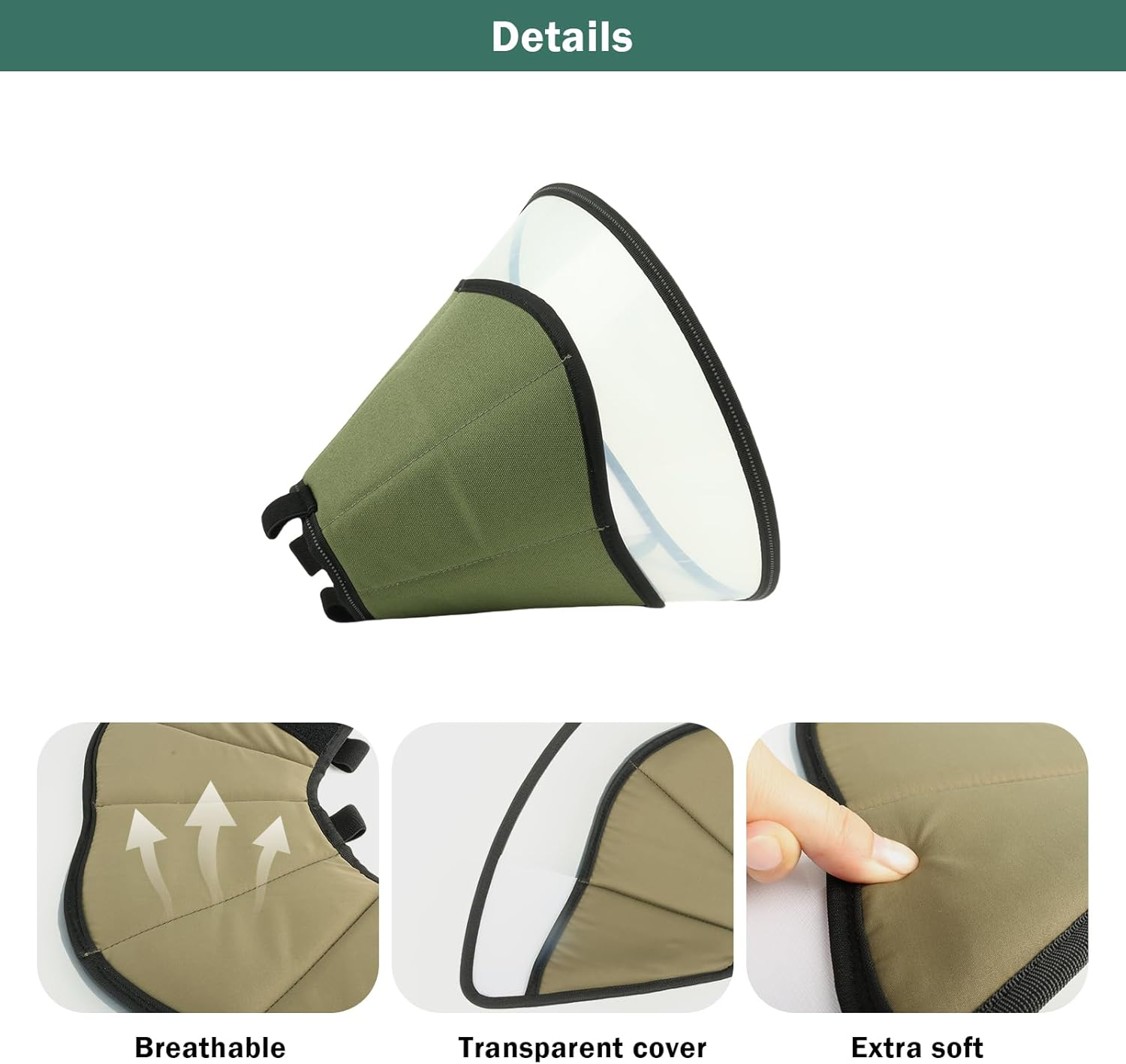Soft Dog Cone after Surgery, Elizabethan Recovery Collar Protective and Wound Heal, Adjustable Dog E-Collars Anti-Bite Lick for Small Medium Large Pets Green (Green, M (Neck: 20-30.5Cm)) image number 1