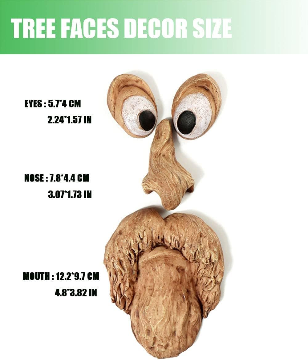 EIIORPO Tree Faces Decor Outdoor, Funny Yard Art for Garden, Lawn, Halloween Tree Decorations(B)