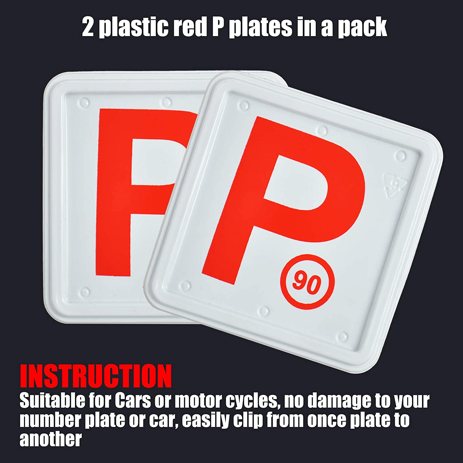 2Pcs Red P Plate Plastic with Speed Limit Display for NSW Clip Holder image number 2