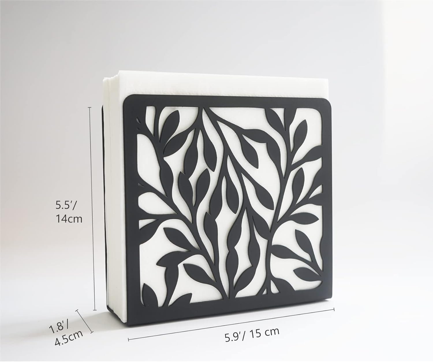 Metal Modern Leaves Silhouette Tabletop Napkin Holder for Table/Freestanding Tissue Dispenser - Green image number 3