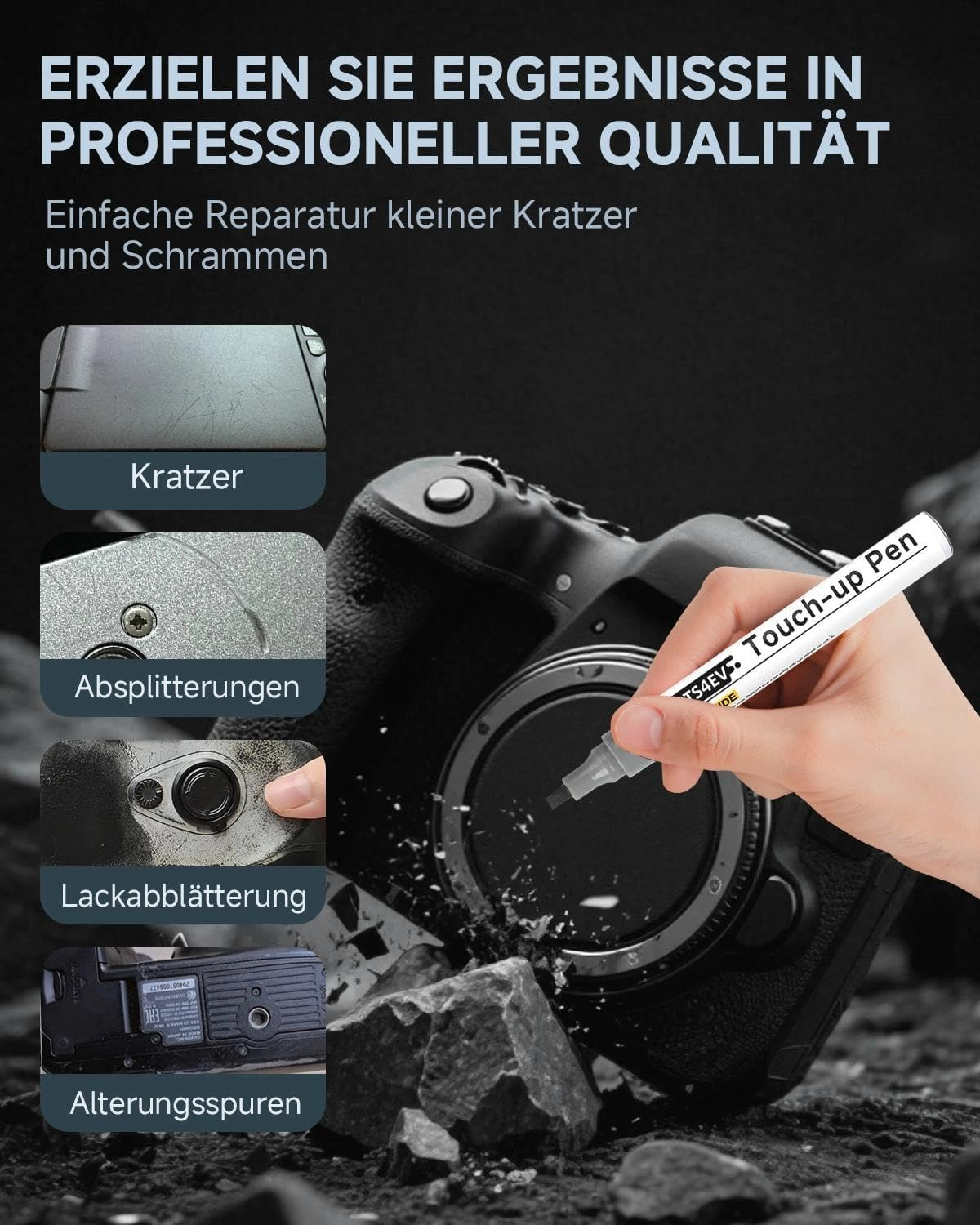 Semi-Matte Black Paint Pen - Compatible with Metal Camera Bodies Repair Pen for Quick Repair of Case Scratches on SLR & System Cameras, Includes Replacement Tip image number 6