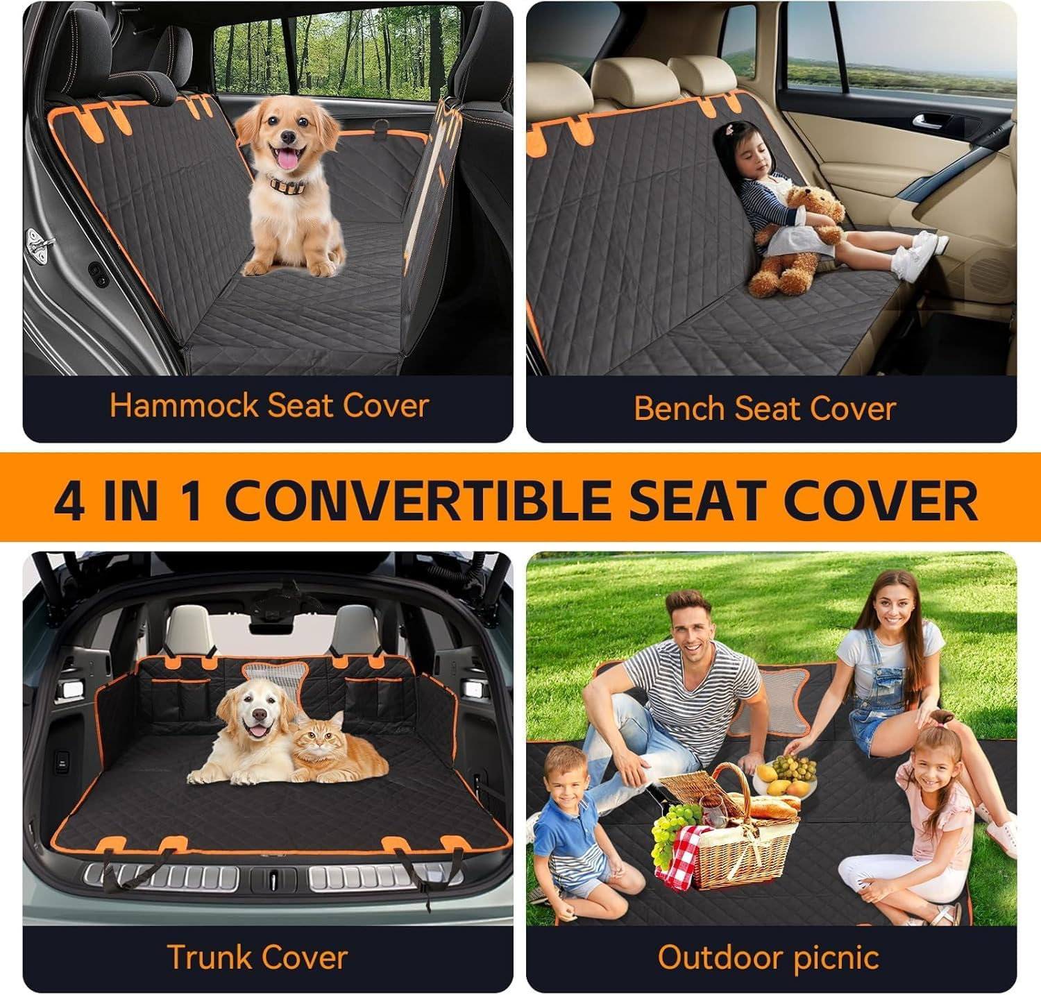 Dixhills Waterproof & Scratch-Resistant Dog Blanket Car Rear Seat Compatible with T-E-S-L-A Model 3 Y S 2018-2023, Car Seat Cover Dog Back Seat for Side Protection & Viewing Window image number 1