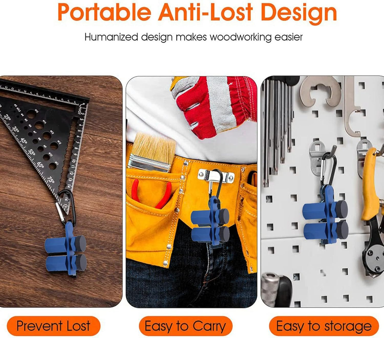 Stair Gauges for Framing Square, Non Slip Framing Square Stops with Thumb Screws, Professional Aluminum Alloy Framing Tools for Speed Square (Blue) image number 5