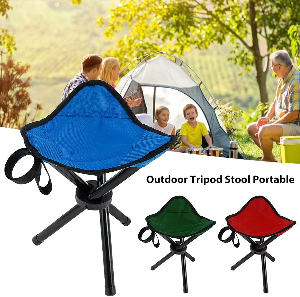 3-Legged Compact Camping Stool,600D Oxford Cloth Folding Tripod Chair,Mini Lightweight Portable Folding Seat,Picnic Stool for Camping Walking Fishing Travel Hiking Garden Beach (Blue) image number 1