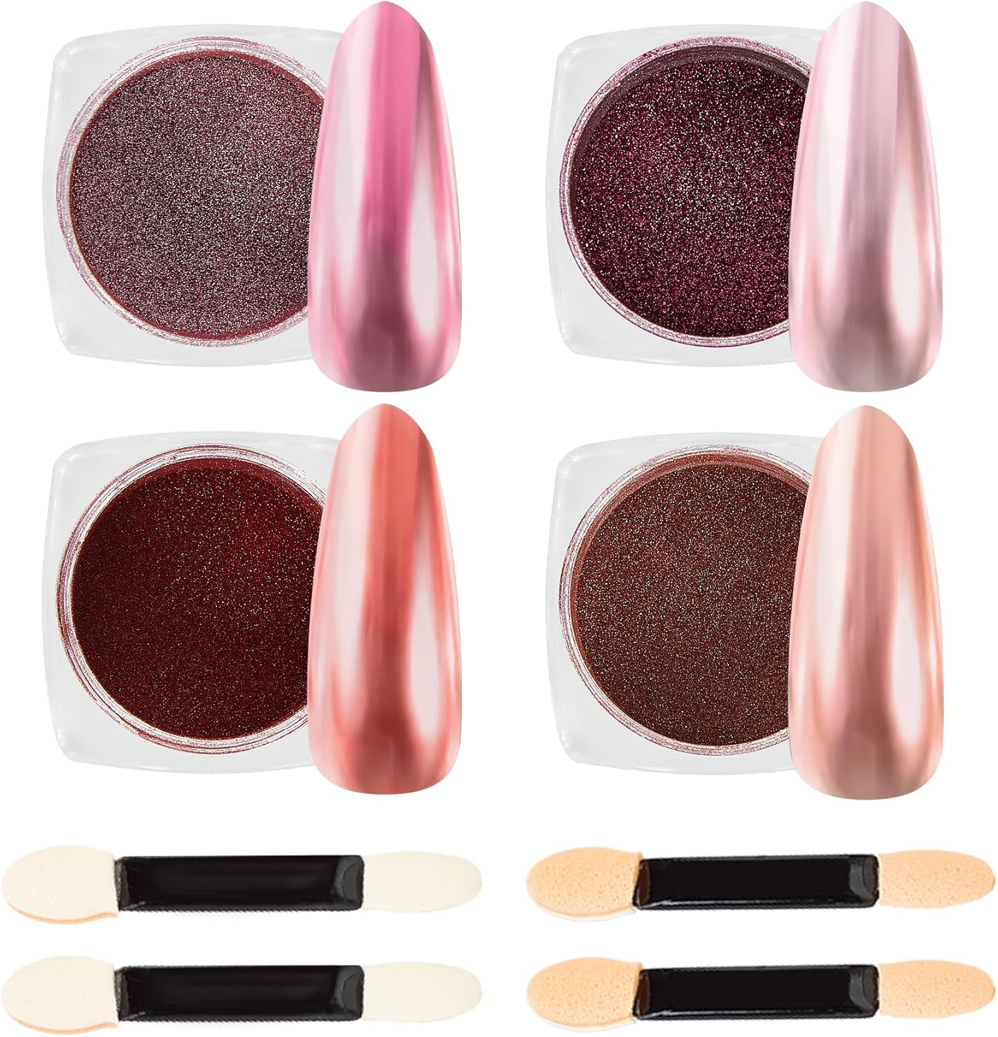 Chrome Nail Powder, 4 Colors Blue Series Nail Chrome Powder - Mirror Effect Metallic Glitter Kit for Nail Art Decoration, Resin Craft Etc. (1G/Jar)