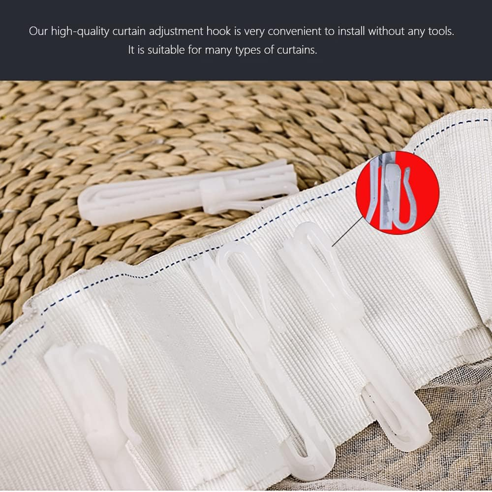 Kuasting 30 Pcs Adjustable Curtain Hooks Plastic Toughness Depth Pinch Pleat Drapery Hooks for Pleated Drapes Shower Curtain Hooks(70Mm) image number 2