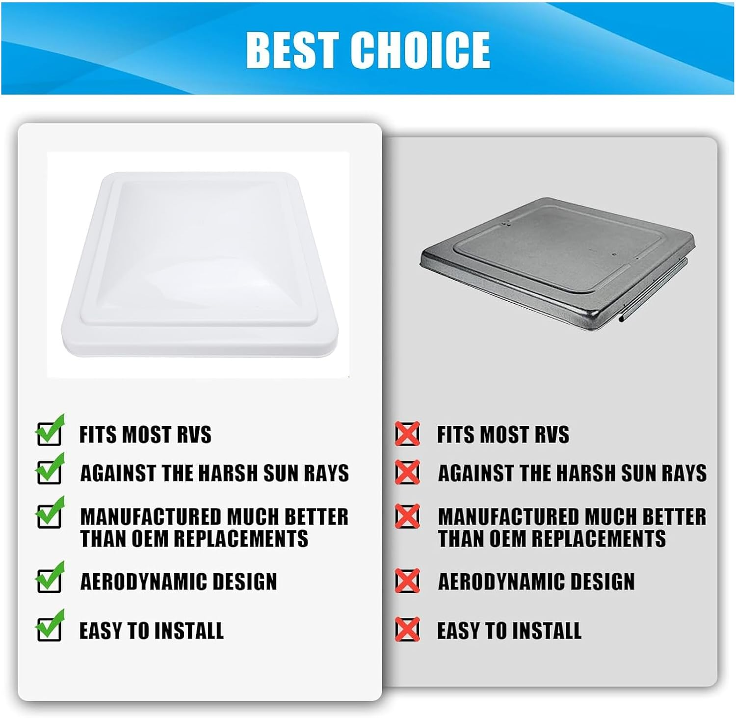 14 Inch RV Roof Vent Cover, Universal Replacement Vent Lid for Campers Trailer Motorhome, Compatible with Ventline Previous to 2008 and Elixir Vents Starting 1994 image number 4