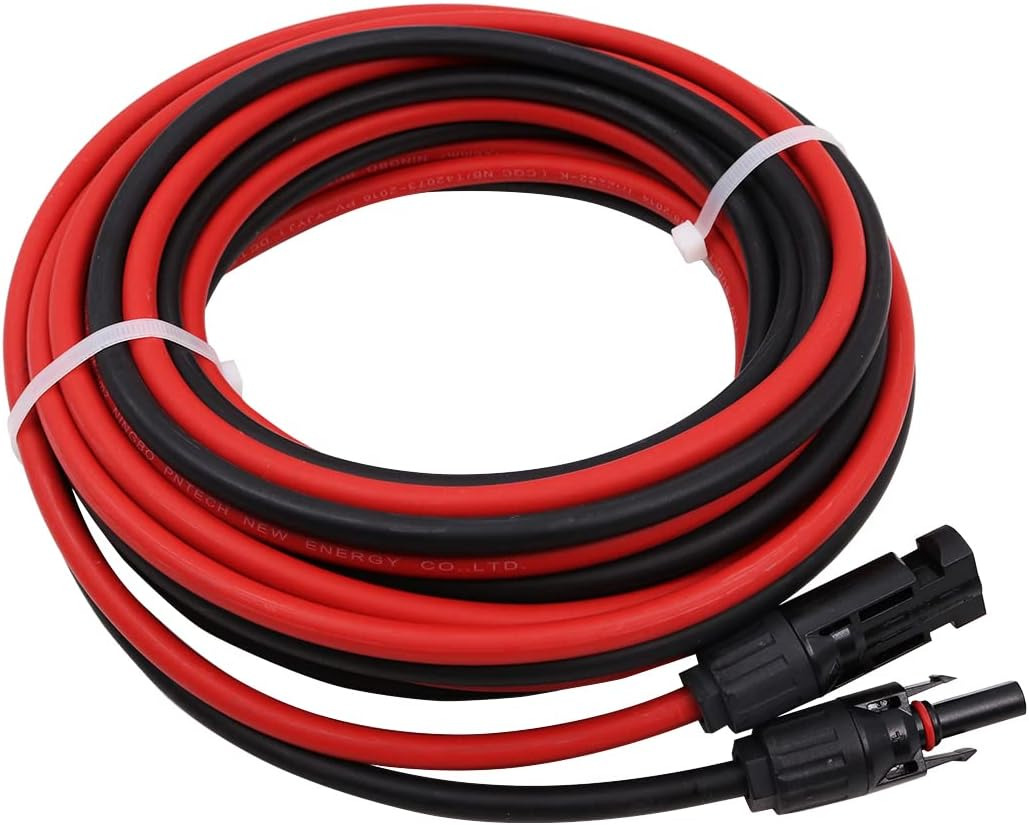 ZONADA Pair of 6M 6Mm2 Single Core Extension Cables with Connectors for Solar Panels and Solar Systems 6 Meters (19.6 Feet) Cable with Plug image number 4