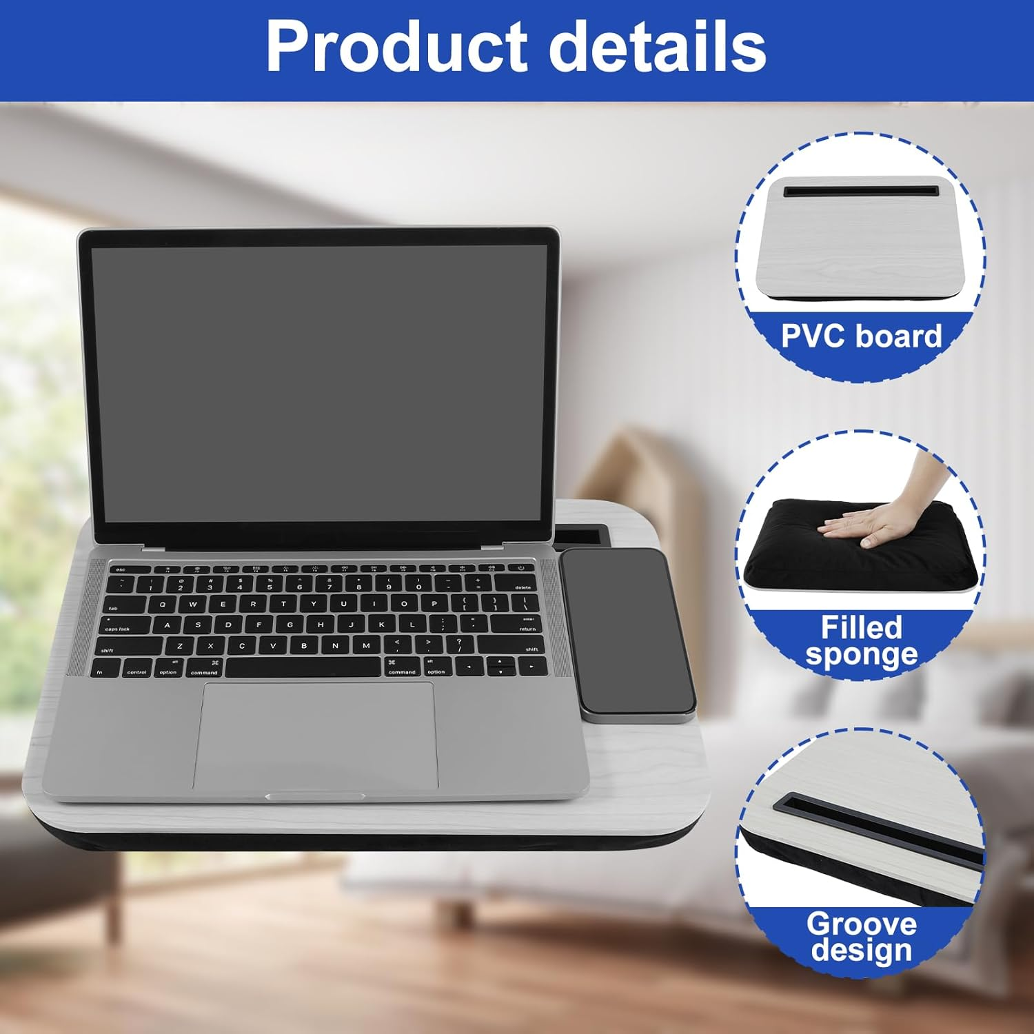 Laptop Desk Tray,Lap Tray,Lap Work Station Tray,Lap Desk Table,Portable Lap Desk,Lightweight Lap Laptop Desk,Stable Laptop Lap Stand for Home Office Travelling image number 1